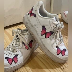 Nike AF1 with Custom Pink Butterfly Design